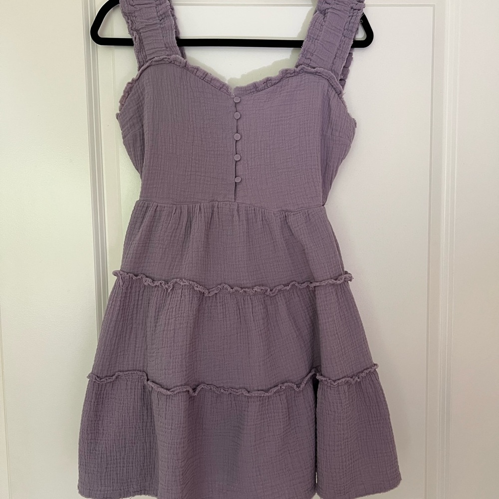 Free the Roses Purple Tiered Sweetheart Sundress
